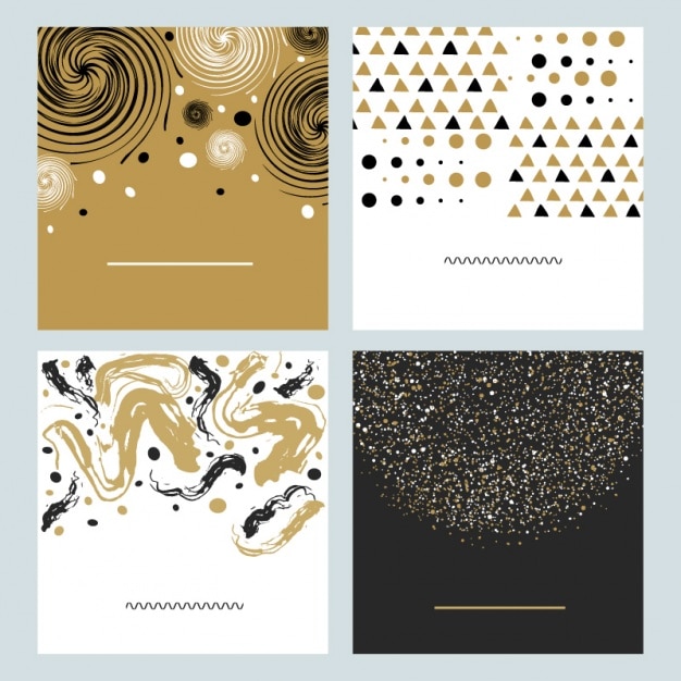 Tarjetas decorativas abstractas con detalles dorados