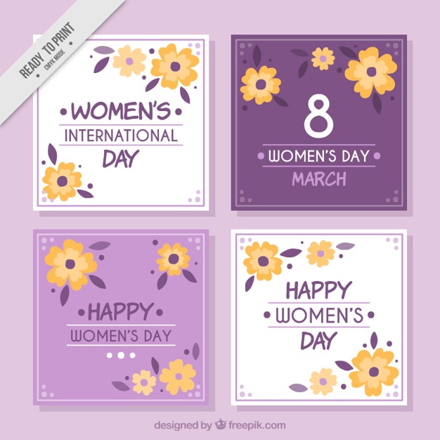 Tarjetas del día de la mujer bonitas con flores amarillas | Vector Premium Tarjetas del día de la mujer bonitas con flores amarillas | Vector Premium