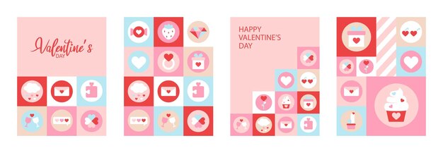 Tarjetas del día de San Valentín Banderas de mosaico bonitas Tarjetas carteles folletos Ideales para el día de San Valentine