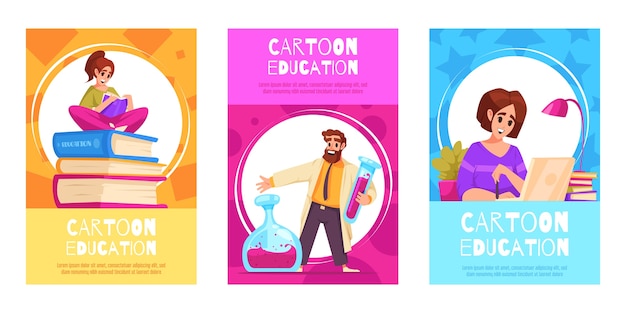 Tarjetas de educación planas