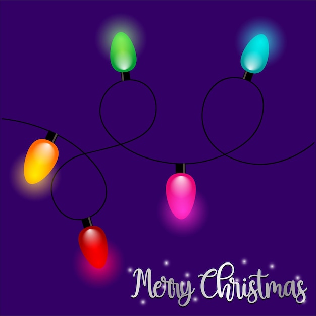 Tarjetas de felicitación con bombillas de Navidad brillantes y brillantes