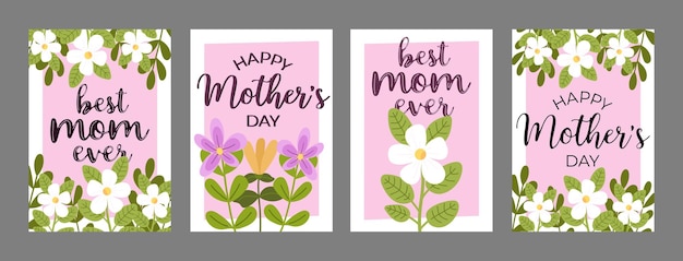 Tarjetas de felicitación por el Día de la Madre con ilustraciones florales