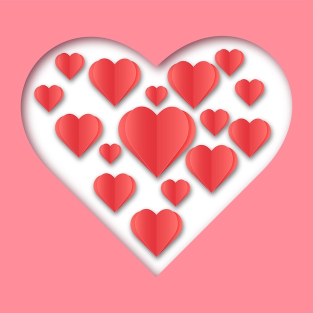 Tarjetas de felicitación del día de San Valentín impresiones de arte de pared Cartel romántico Símbolos de amor cortados en papel