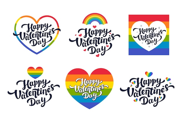 Tarjetas de felicitación del día de san valentín lgbt: juego de tarjetas o pegatinas del día del amor para la comunidad gay