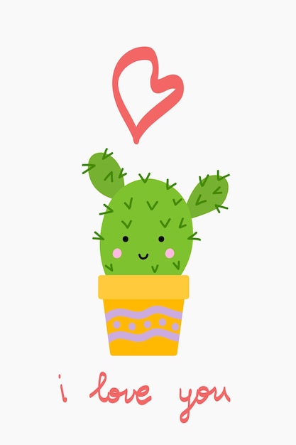 Tarjetas de felicitación con lindos cactus para el día de San Valentín Ilustración vectorial para diseño de tarjetas de felicitación, invitaciones de boda, diseño de fiestas