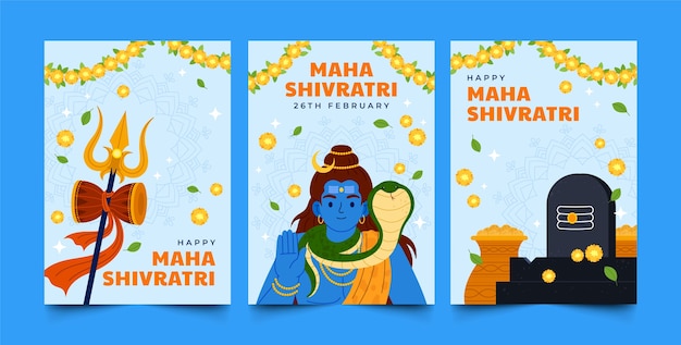 Tarjetas de felicitaciones de Maha Shivratri dibujadas a mano