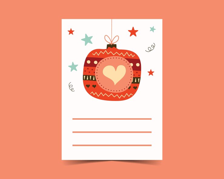 Vector tarjetas de feliz navidad en lindo estilo plano con juguetes de árbol diseño minimalista de navidad plantillas de carteles de vacaciones de navidad fondos de folletos de moda de vectores de stock