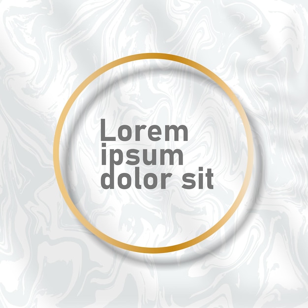 Tarjetas de fondo de mármol con marcos de círculo dorado. Plantillas de moda para banner, flyer, poster, guardar la fecha, saludo. Ilustración vectorial