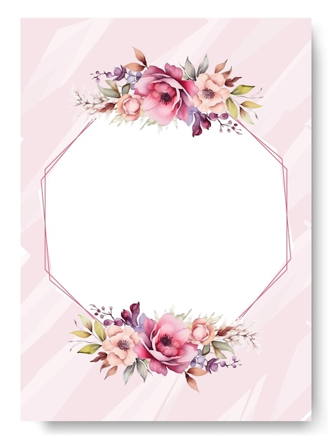 Vector tarjetas de invitación de boda con fondo de textura de mármol rosa y rubor de peonía rosa39s acuarela floral