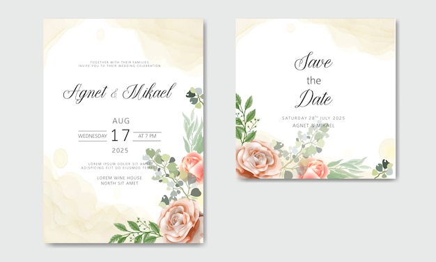 Tarjetas de invitación de boda hermosas y elegantes con temas florales