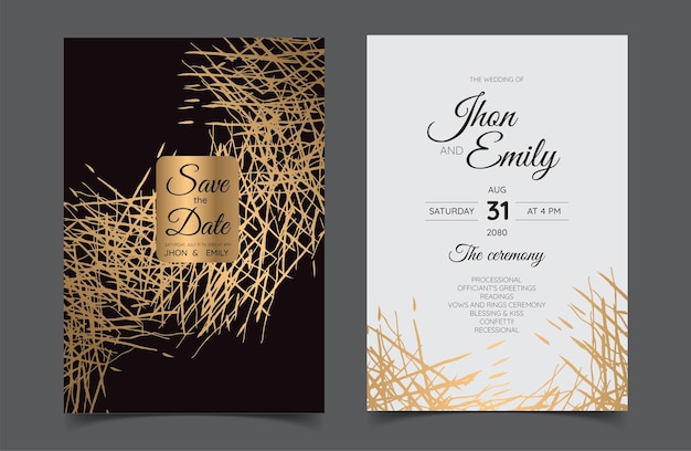 Tarjetas de invitación de boda Líneas abstractas Vector