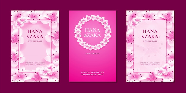 Tarjetas de invitación de boda sakura cherry blossom