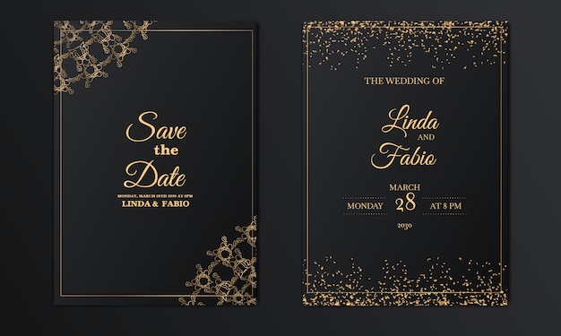 Tarjetas de invitación de boda vintage de lujo