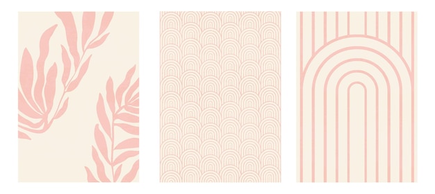 Tarjetas de invitación de color rosa suave con un hermoso patrón de arco iris. ilustración vectorial