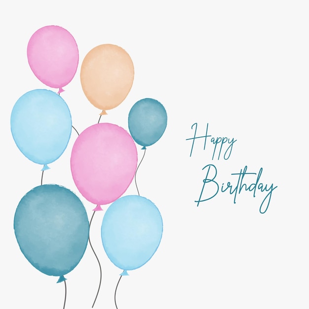 para tarjetas de invitación de cumpleaños acuarela globos ilustración