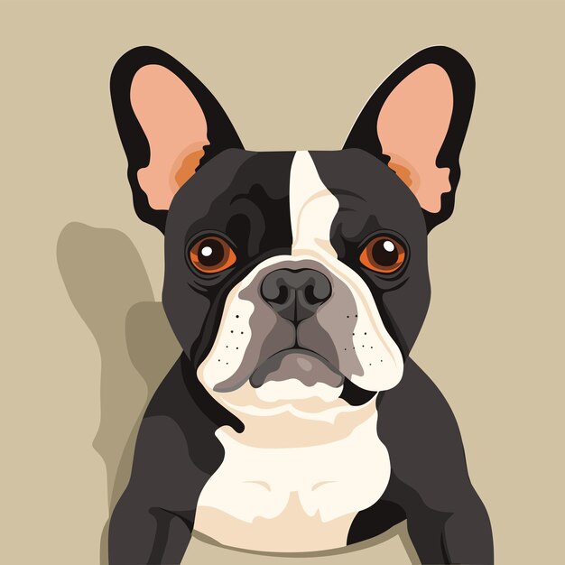 Tarjetas lindas de bulldog francés ilustración vectorial plana