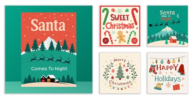 Tarjetas de Navidad creativas dibujadas a mano con diseños únicos