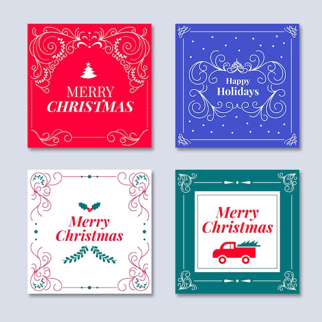 Vector tarjetas de navidad ornamentales