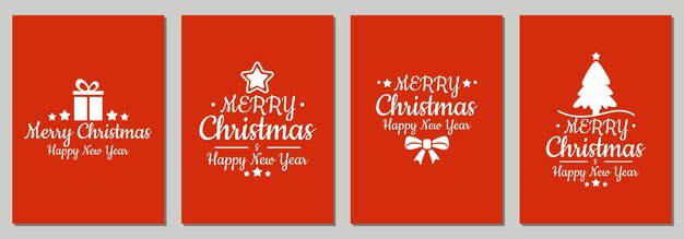 Tarjetas de navidad con texto feliz año nuevo y navidad con caja de regalo de árbol de año nuevo