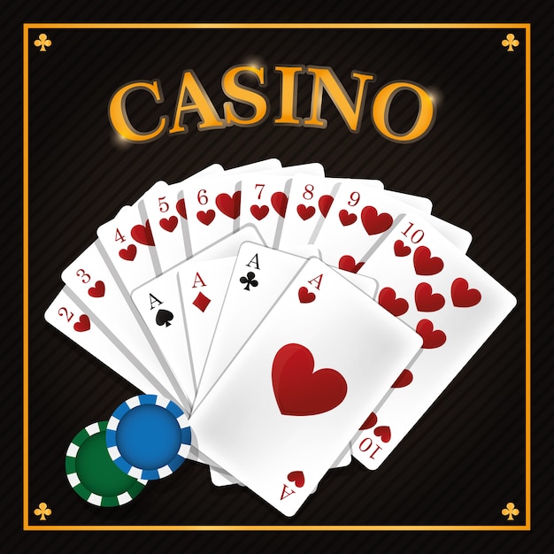 Las tarjetas del ocio del casino con las virutas vector el diseño gráfico del ejemplo