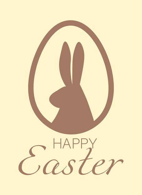 Tarjetas de Pascua los colores de blanco y chocolate con leche plana ilustración minimalista con un conejo