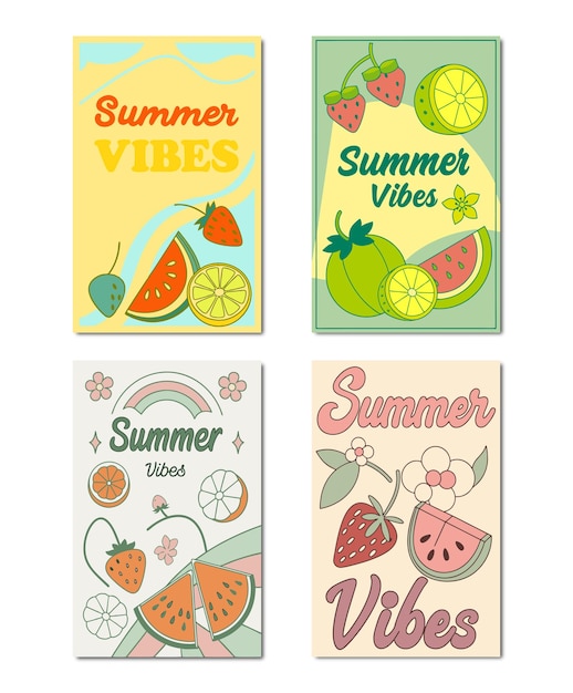 Tarjetas planas de verano elegantes para proyectos de temporada