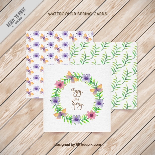 Vector tarjetas de primavera de acuarela