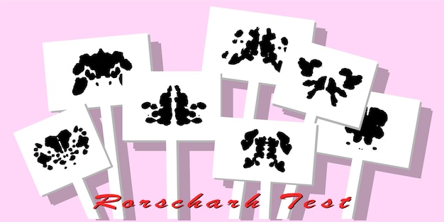 Tarjetas de prueba de Rorschach Método psiquiátrico Conjunto con manchas manchas salpicaduras manchas de tinta Transparencia