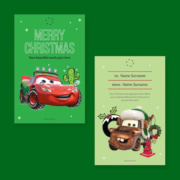 Las tarjetas de regalo de Navidad de Disney Pixar Cars