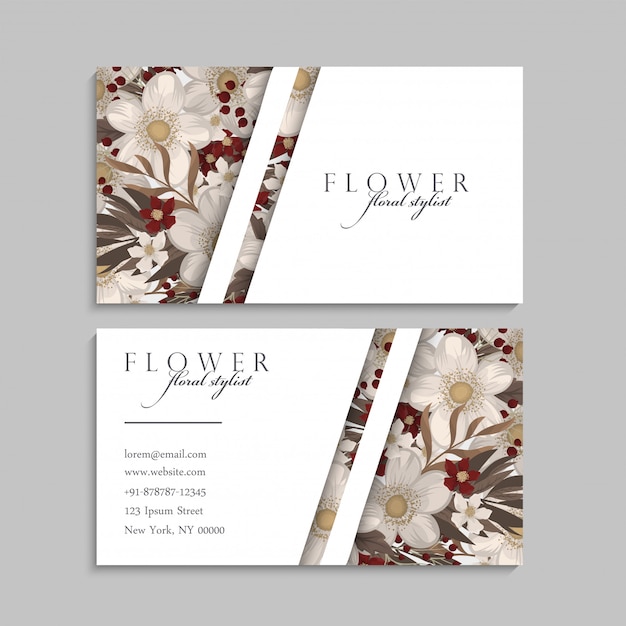 Tarjetas de visita de flores flores rojas