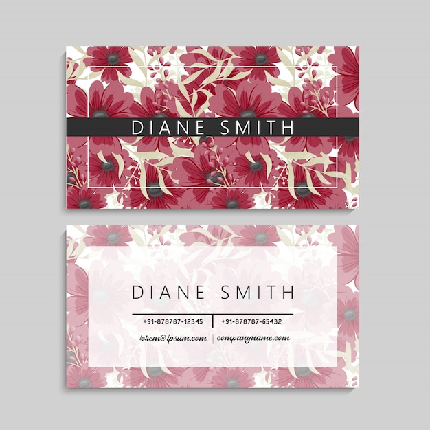 Tarjetas de visita de flores flores rojas