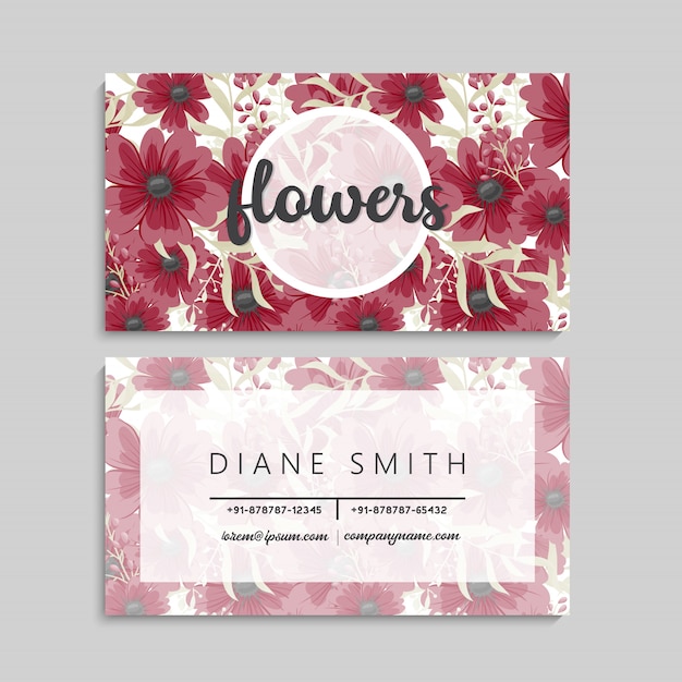 Tarjetas de visita de flores flores rojas