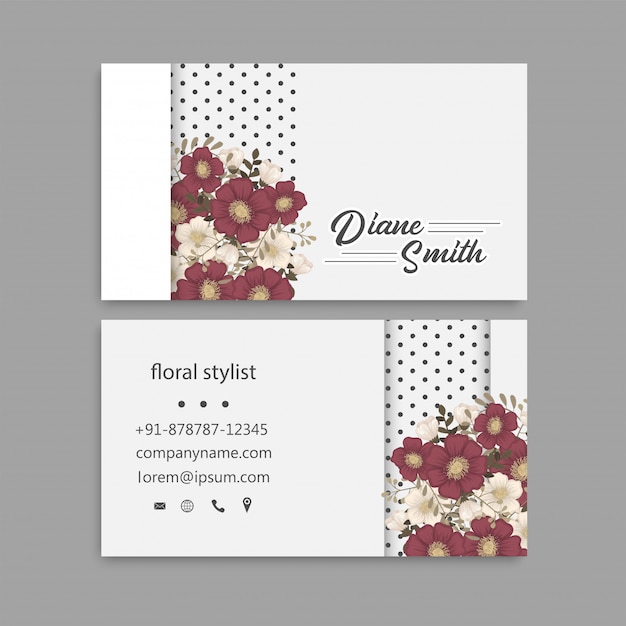 Tarjetas de visita de flores flores rojas