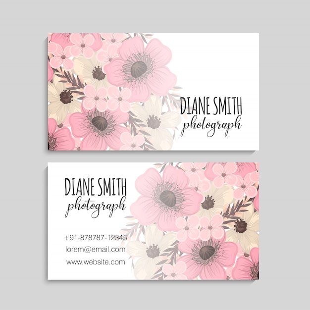 Tarjetas de visita de flores flores rosadas