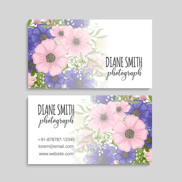Tarjetas de visita de flores flores rosadas