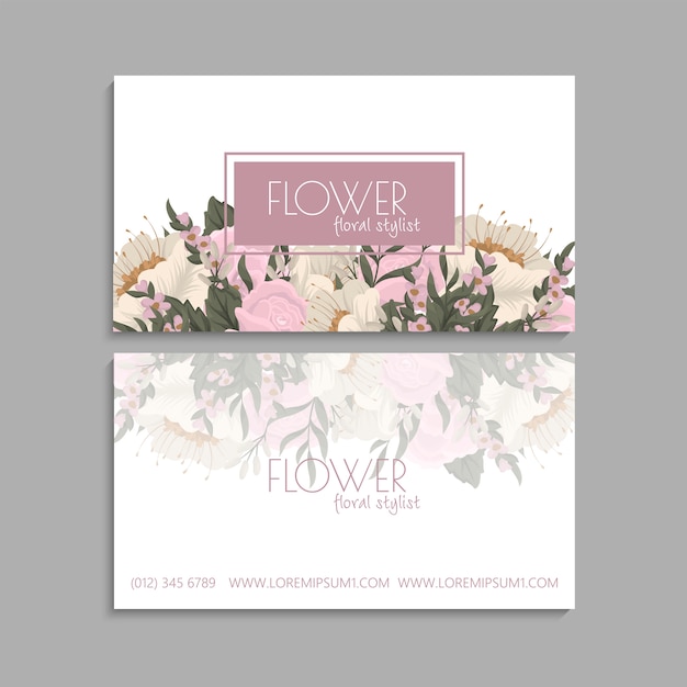 Tarjetas de visita de flores flores rosadas