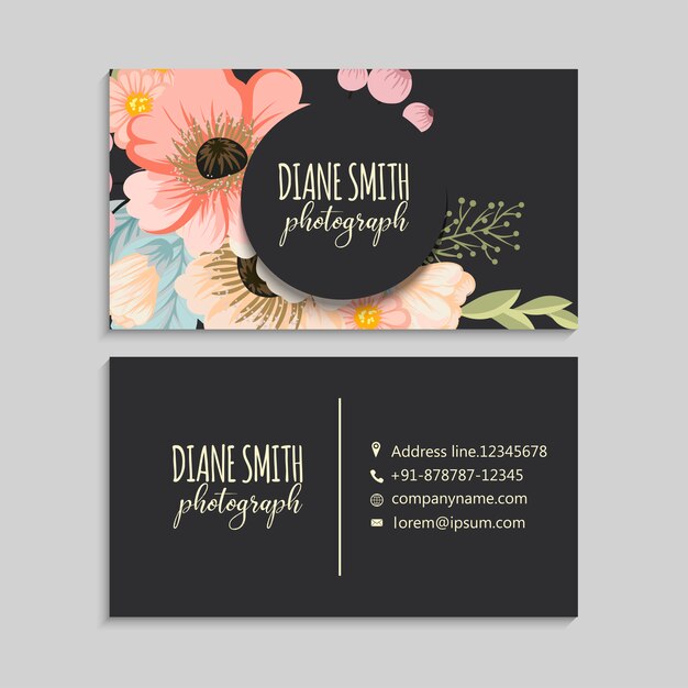 Tarjetas de visita de flores flores rosadas