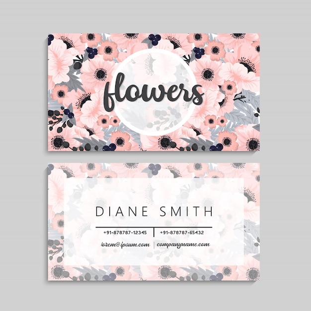 Tarjetas de visita de flores flores rosadas