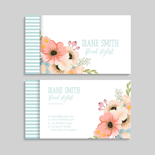 Tarjetas de visita de flores flores rosadas