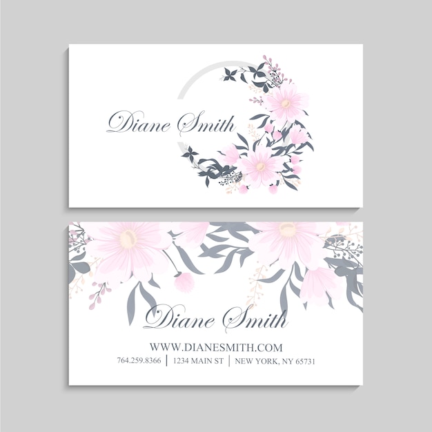 Tarjetas de visita de flores flores rosadas