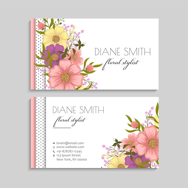 Tarjetas de visita de flores flores rosadas