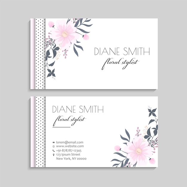 Tarjetas de visita de flores flores rosadas