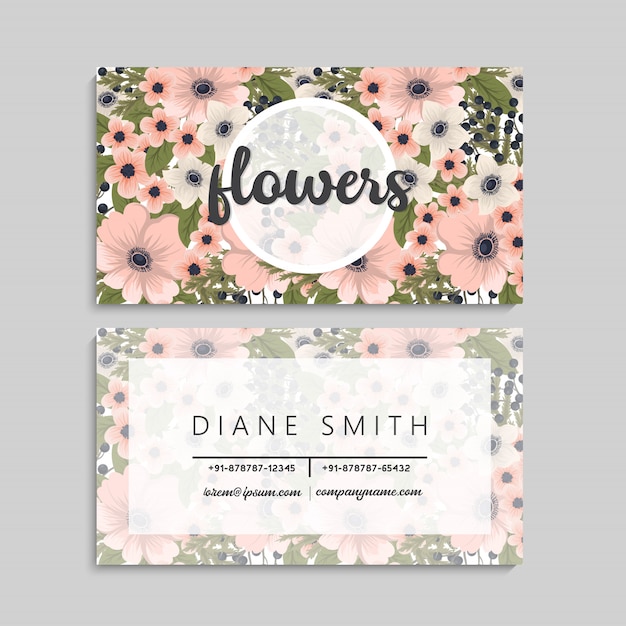 Tarjetas de visita de flores flores rosadas