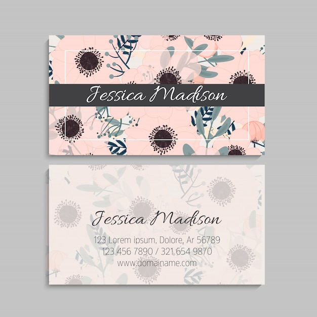 Tarjetas de visita de flores flores rosadas