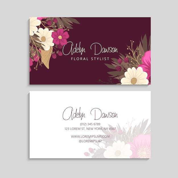 Tarjetas de visita de flores flores rosas fuertes