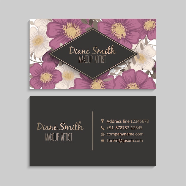 Tarjetas de visita de flores flores rosas fuertes