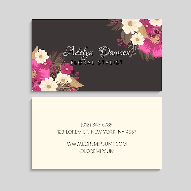 Tarjetas de visita de flores flores rosas fuertes