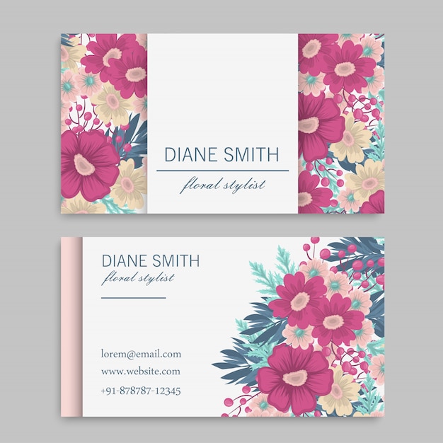 Tarjetas de visita de flores flores rosas fuertes