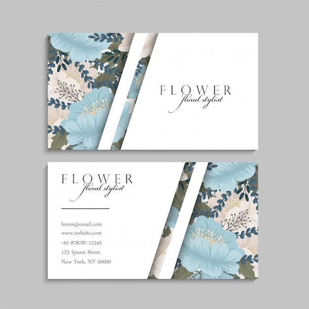 Tarjetas de visita de flores verde menta
