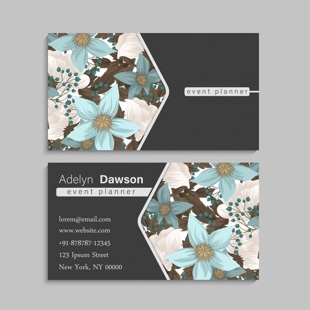 Tarjetas de visita de flores verde menta